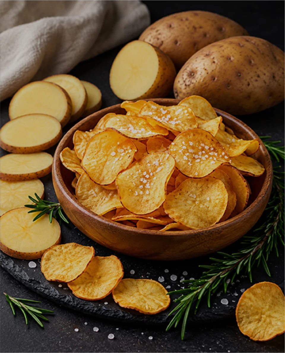Potato chips and herbs